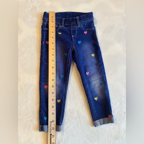 Wonder Nation Blue Denim Leggings with Colorful Heart Details Size 4T-5T - Picture 2 of 8